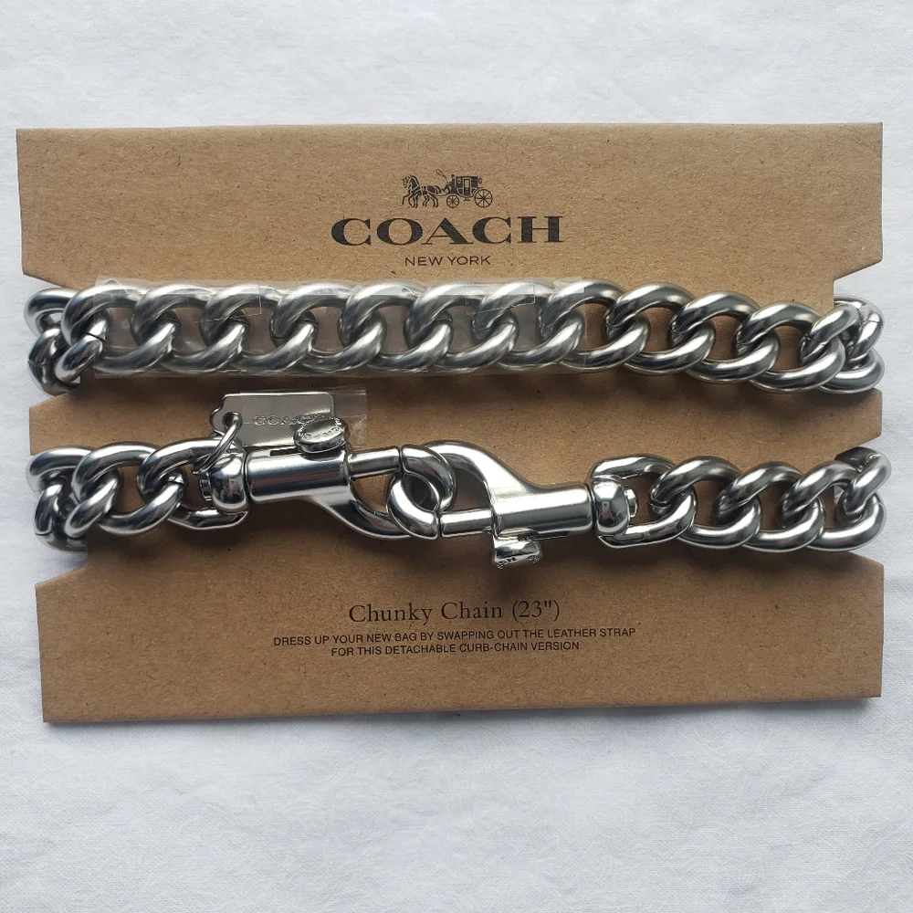 Coach Chunky Silvertone Shoulder Replacement Chain strap Purse decor Accent 23" - Picture 2 of 11